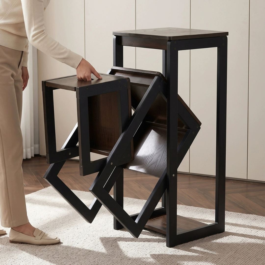 Convertible Wooden Folding Step Stool Ladder