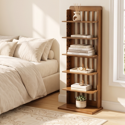 Open Shelves Adjustable Bamboo Storage Rack