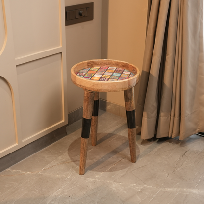 Elegant Wooden Handcrafted Designer Table with Meena Work Epoxy Finish