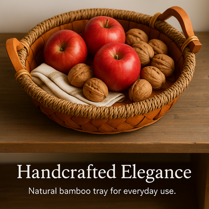 Multi-Use Natural Rustic Finish  Elegant Handwoven Storage Tray