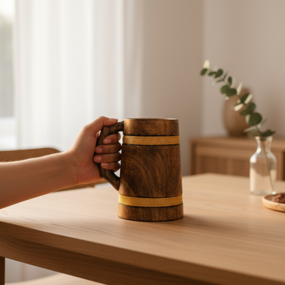 Multipurpose Classic Handcrafted Durable Finish Wood Beer Mug