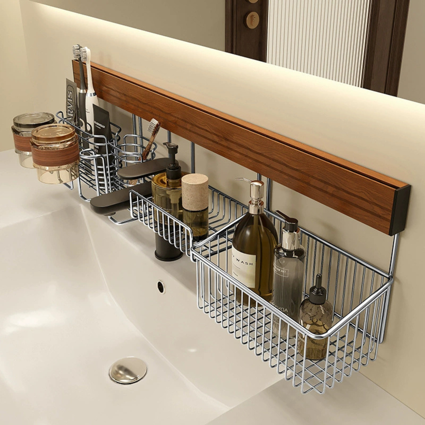 Multifunction Stainless Steel Bathroom Storage Shelf
