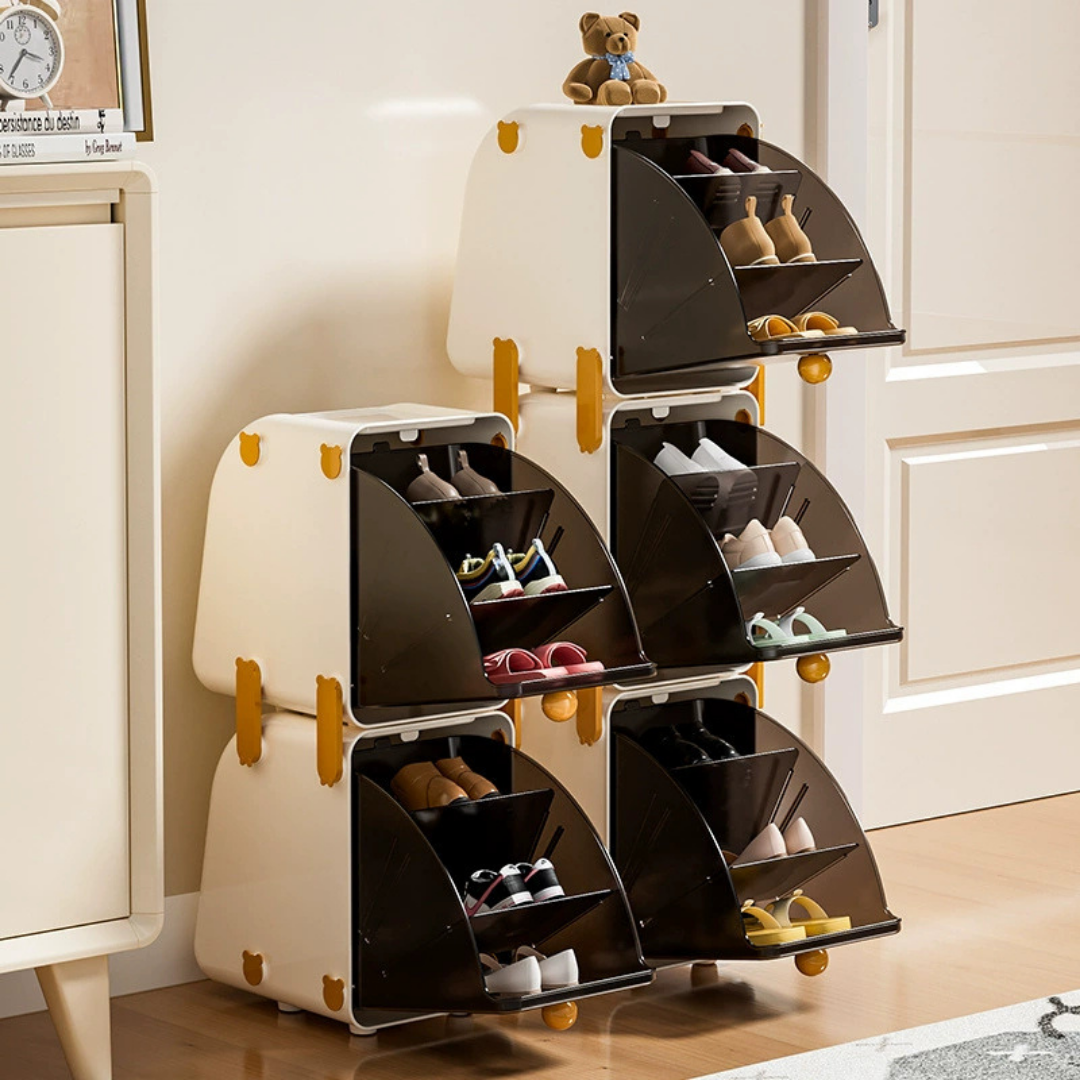 Multi Layer Rotating Kids Shoe Removable and Adjustable Dividers Storage Organizer
