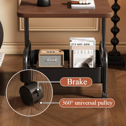 Multifunctional 2 Tier Rolling Side Table Storage Cart