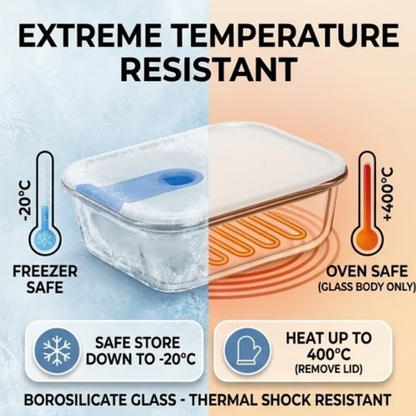 Easy Open Airtight Borosilicate Glass Food Storage Container