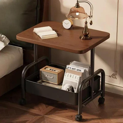 Multifunctional 2 Tier Rolling Side Table Storage Cart