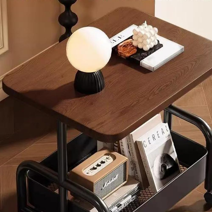 Multifunctional 2 Tier Rolling Side Table Storage Cart