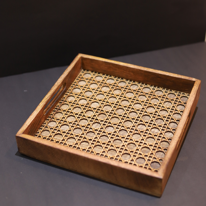Premium Wood MDF Cutwork Mesh Tray with Elegant Design