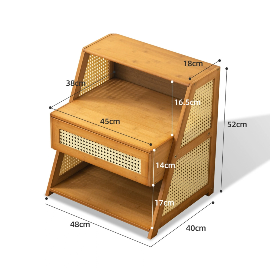 Modern Bamboo Rattan Stoarge Orgainzer With Drawer