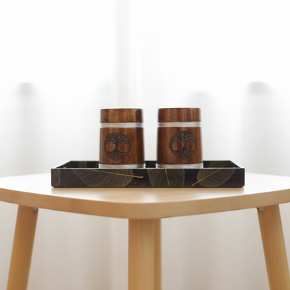 Elegant Leaf Pattern Resin MDF Tray for Modern Homes (Set of 3)