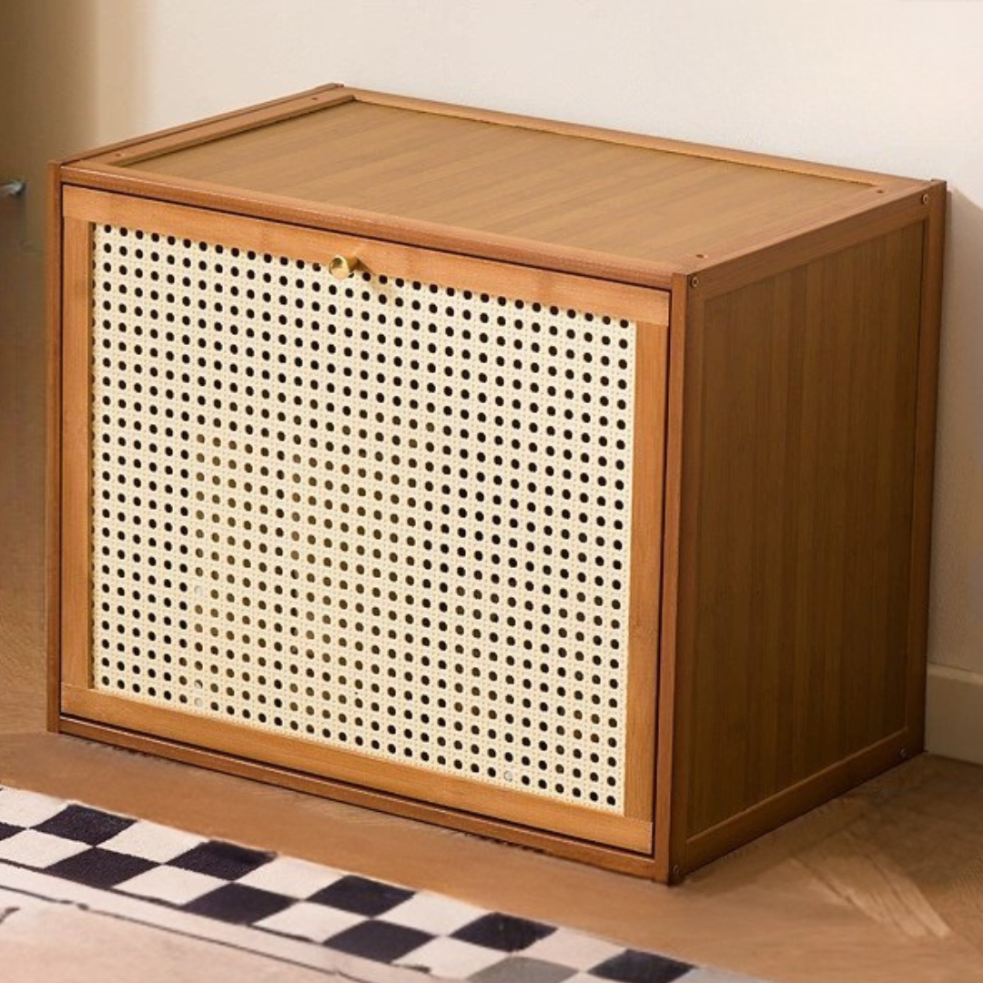 Multipurpose Bamboo Rattan Storage Cabinet