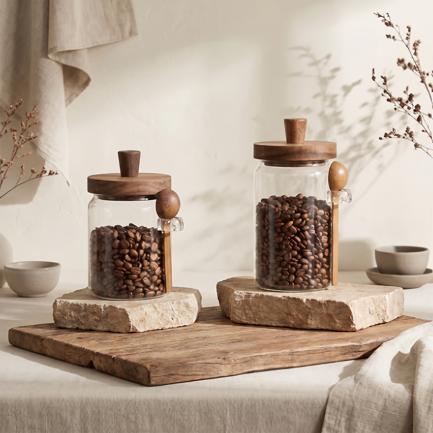 Airtight Glass Storage Jars (Set of 2)