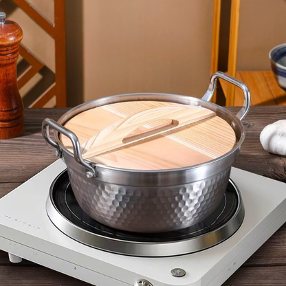 Premium Stainless Steel Cooking Pot With Wooden Lid