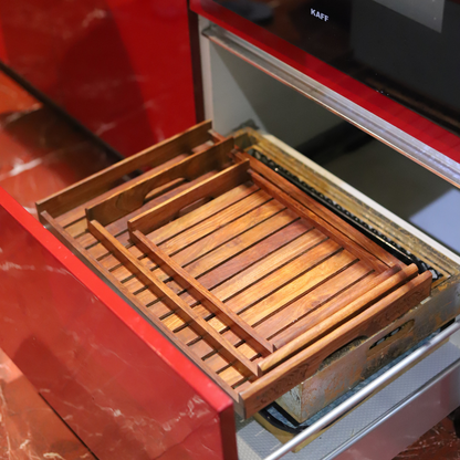 Premium Sheesham Wooden Tray Set of Three Sizes for Modern Homes