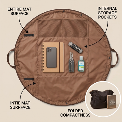 2 in 1 Foldable Round Mat Drawstring Tote Bag
