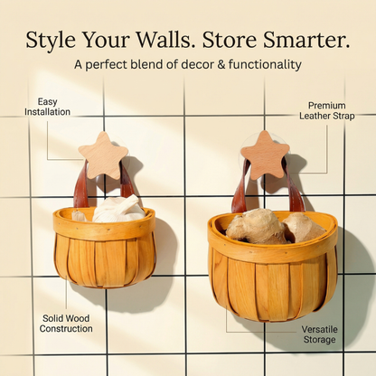 Multi-Purpose Wall Mounted Wooden Baskets Storage & Organization