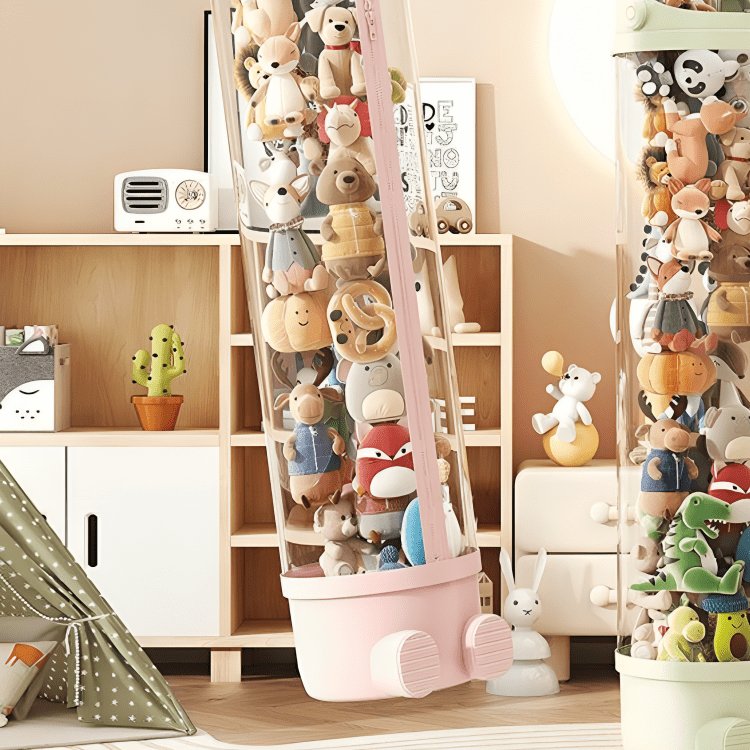 Astronaut Doll Kid’s Toy Storage Bucket with Sliding Lid