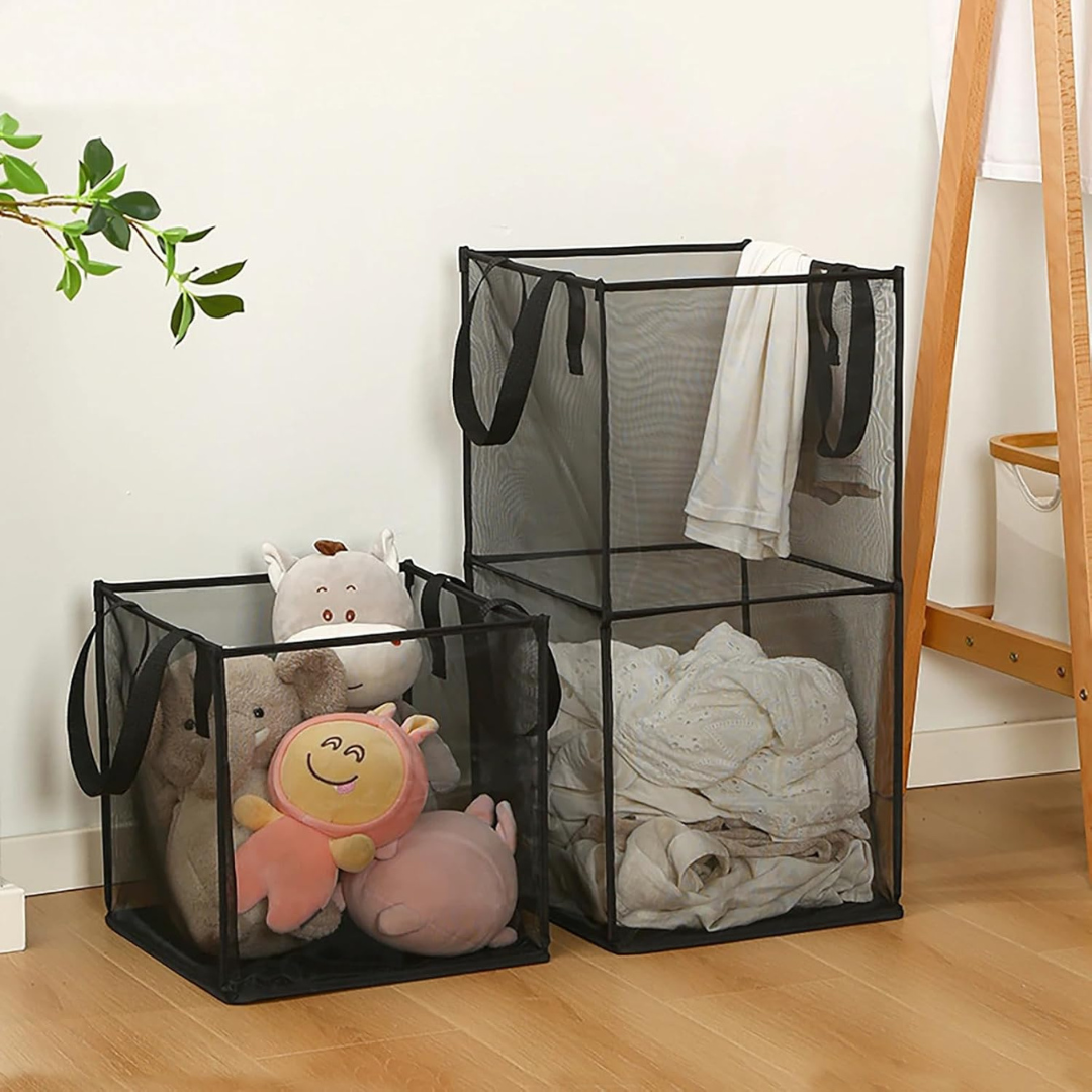 Foldable Mesh Laundry Basket with Handles