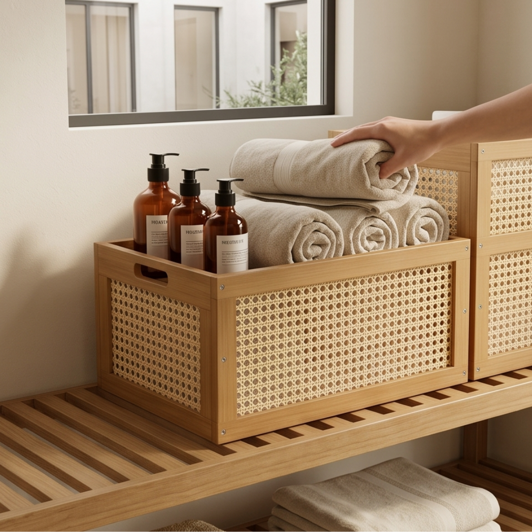 Wooden Rattan Organizer