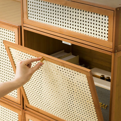 Multipurpose Bamboo Rattan Storage Cabinet
