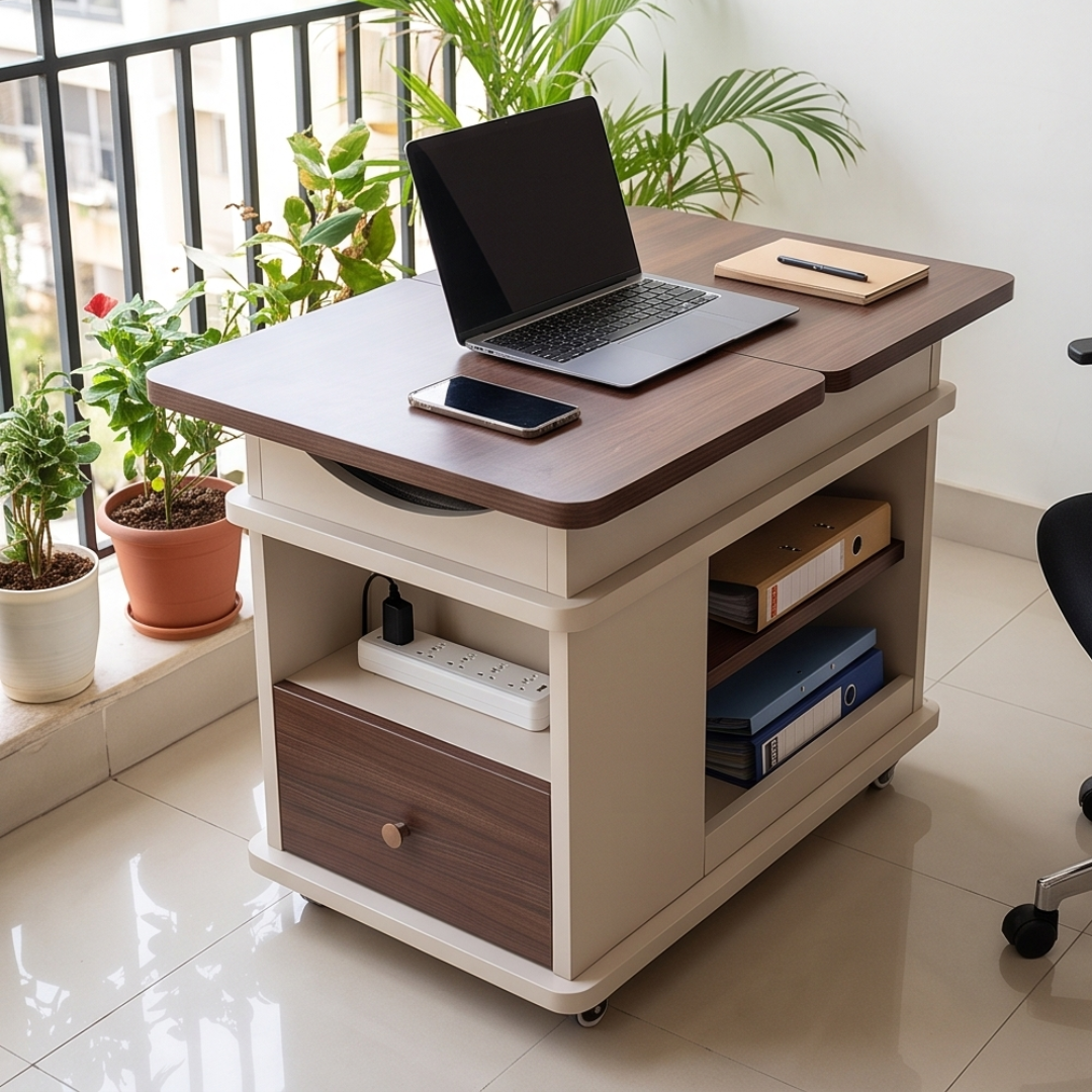 Modern Foldable Wood Metal Trolley Table With Wheels