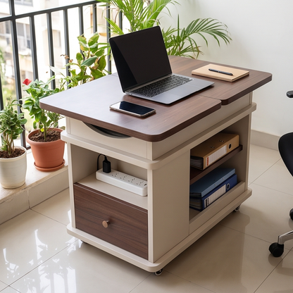Modern Foldable Wood Metal Trolley Table With Wheels