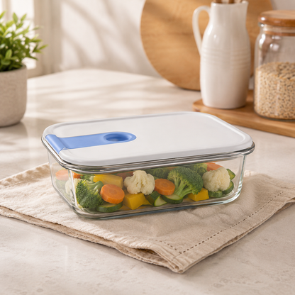 Easy Open Airtight Borosilicate Glass Food Storage Container