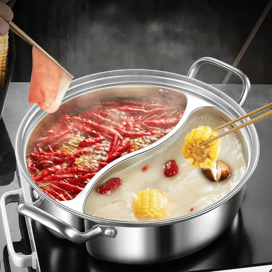 Stainless Steel Dutch Hot Pot with S-Shaped Divider