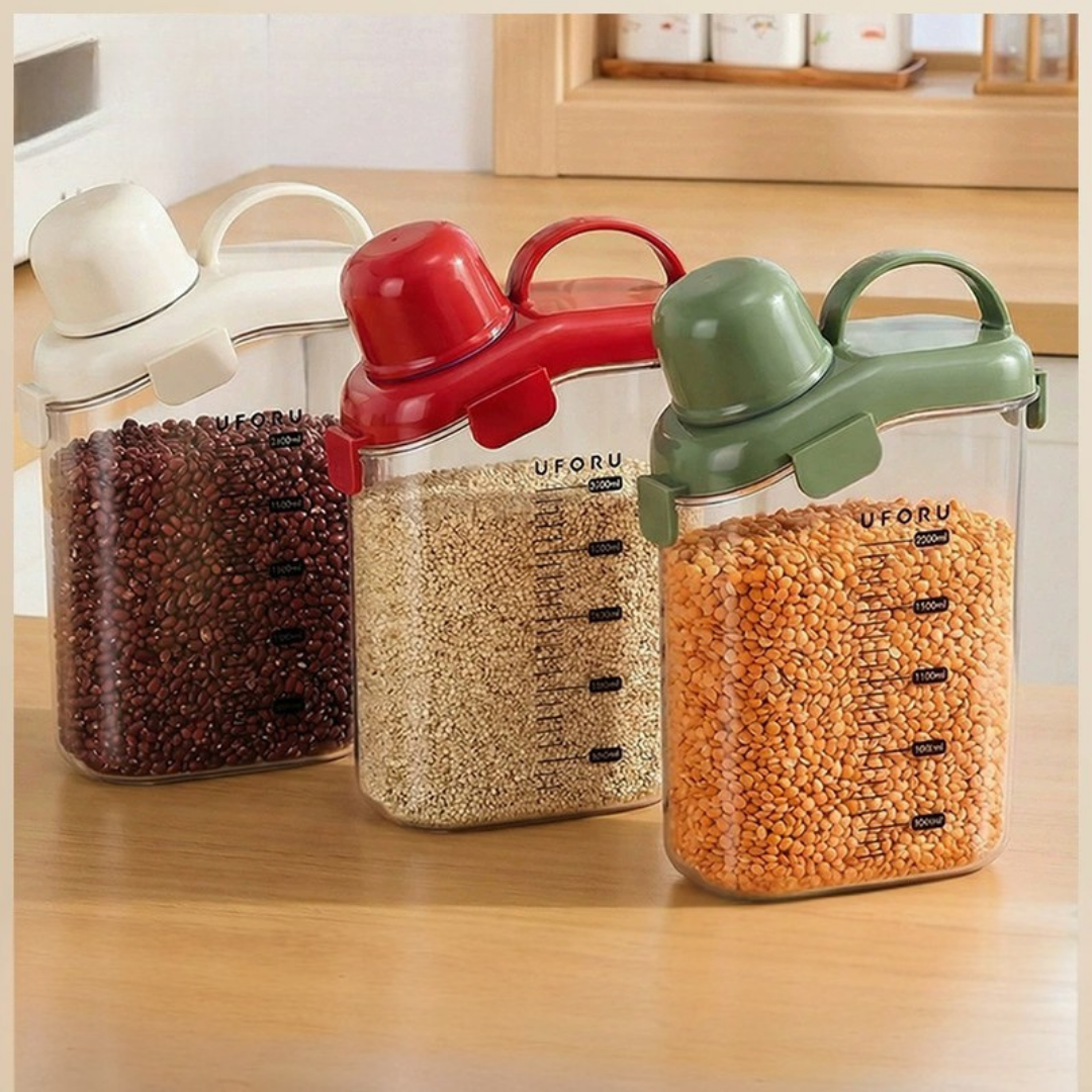 Airtight Grain Storage Container with Measuring Cup (3L)