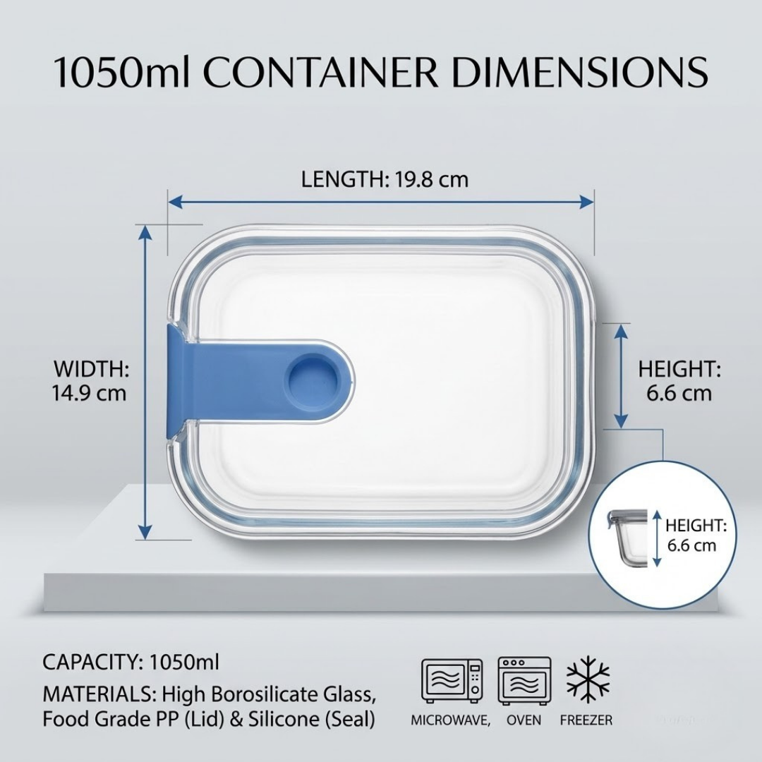 Easy Open Airtight Borosilicate Glass Food Storage Container
