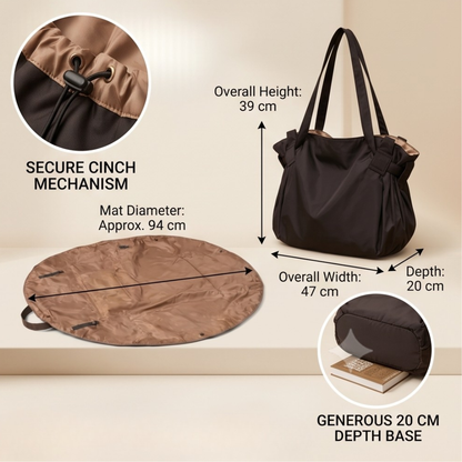 2 in 1 Foldable Round Mat Drawstring Tote Bag