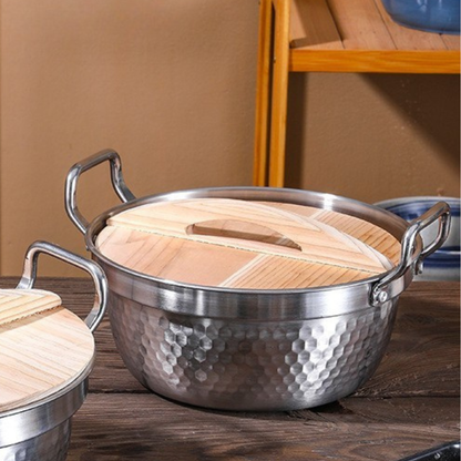 Premium Stainless Steel Cooking Pot With Wooden Lid