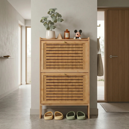 Bamboo Flip Down Shoe Storage Cabinet