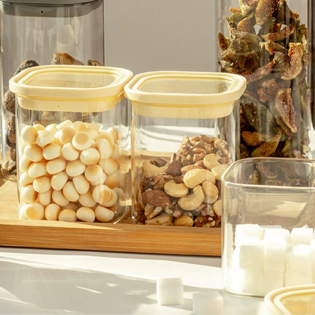 Airtight Glass Storage Canister Set with Silicone Glass Lid