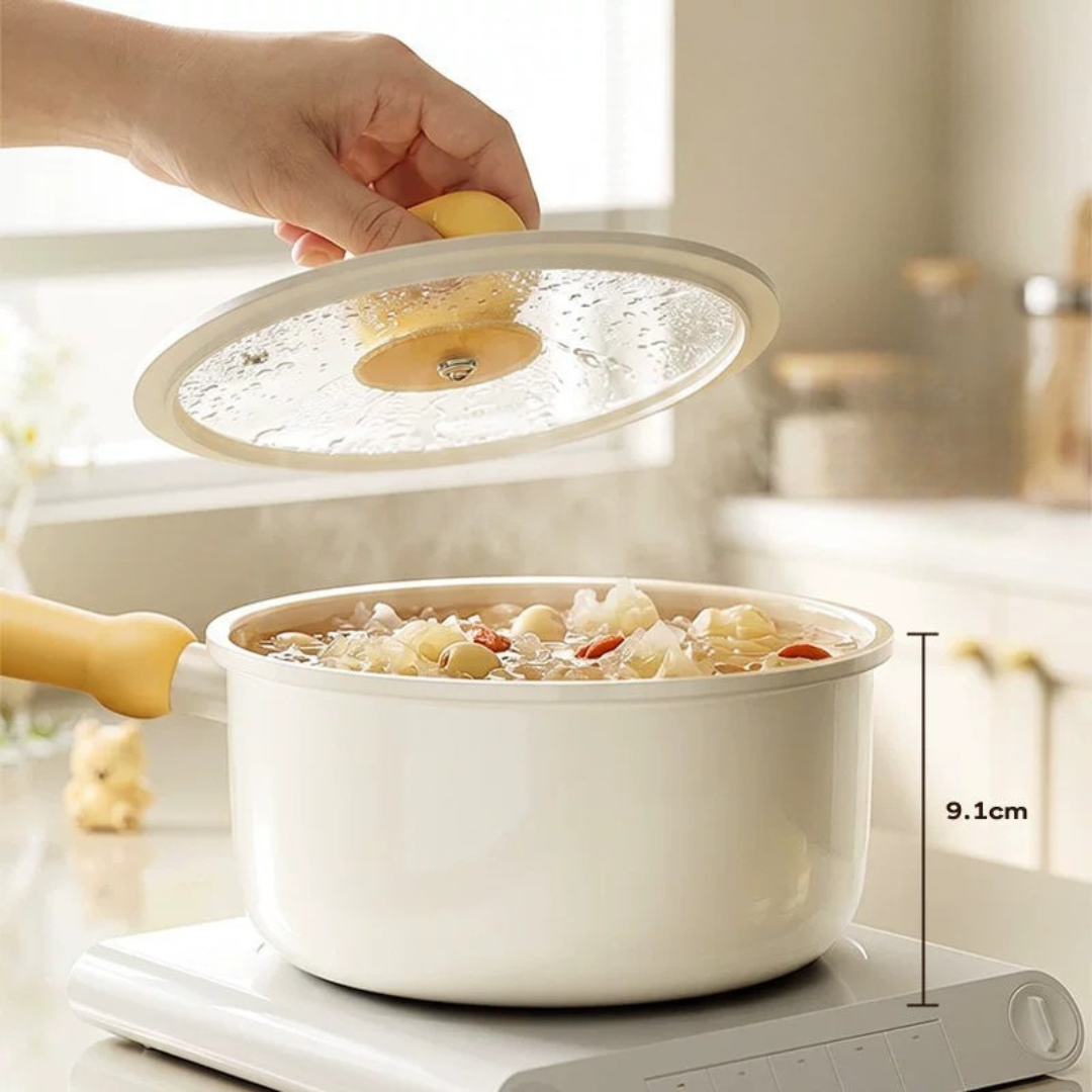 Ceramic Non Stick Cooking Saucepan with Glass Lid