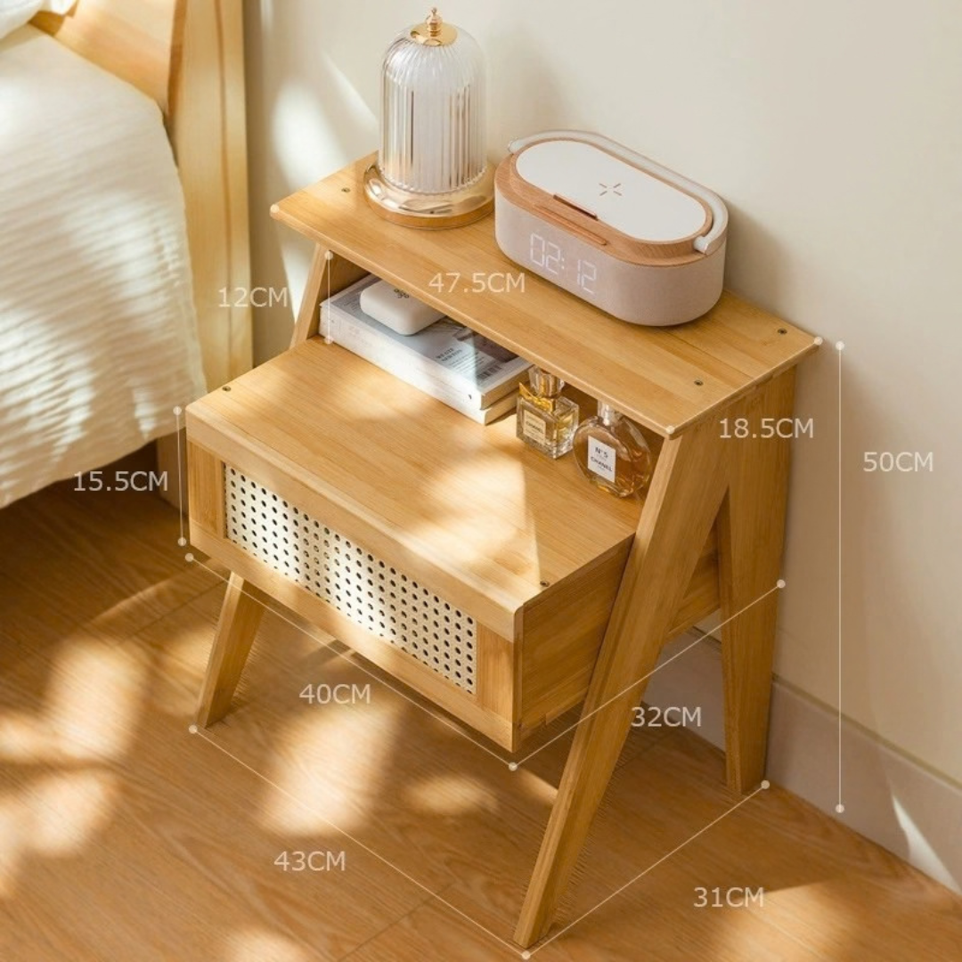Modern Bamboo Rattan Stoarge Orgainzer With Drawer