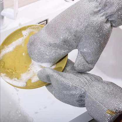 Extra Long Steel Wool Dishwashing Gloves
