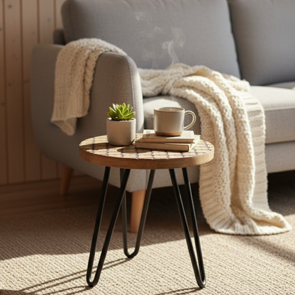 Wooden Plant Stand with Resin Top Decorative Pot Holder