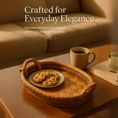 Multi-Use Natural Rustic Finish  Elegant Handwoven Storage Tray
