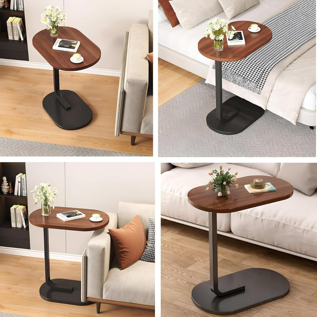 Modern C-Shaped Strong Wooden Top Side Table