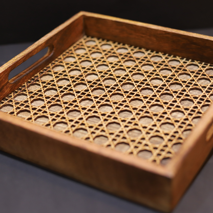 Premium Wood MDF Cutwork Mesh Tray with Elegant Design