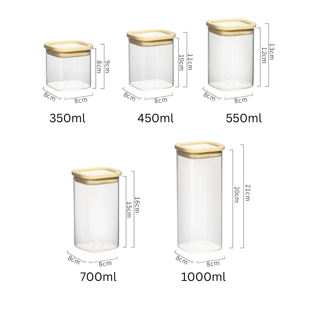 Airtight Glass Storage Canister Set with Silicone Glass Lid