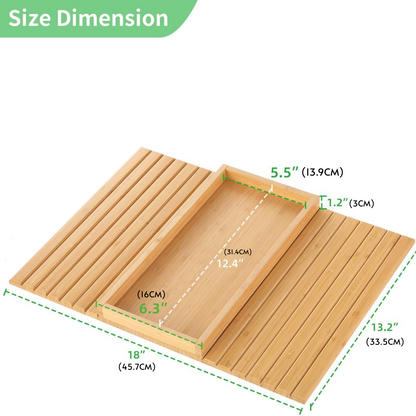 Foldable Bamboo Sofa Arm Tray Table with Anti-Slip Grip - 33.5 x 45.7CM