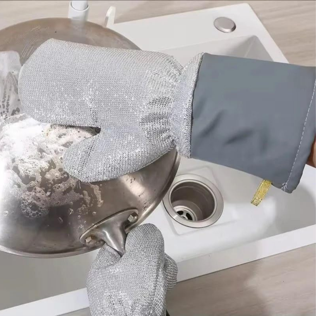 Extra Long Steel Wool Dishwashing Gloves