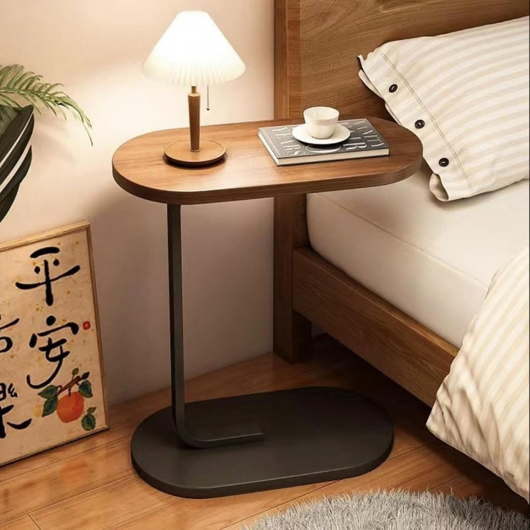 Modern C-Shaped Strong Wooden Top Side Table
