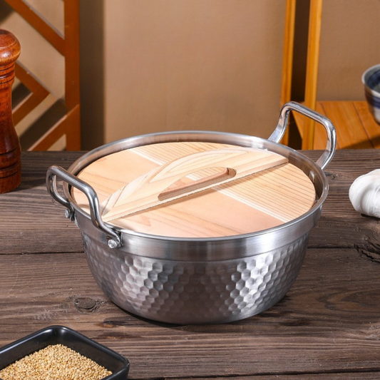 Premium Stainless Steel Cooking Pot With Wooden Lid