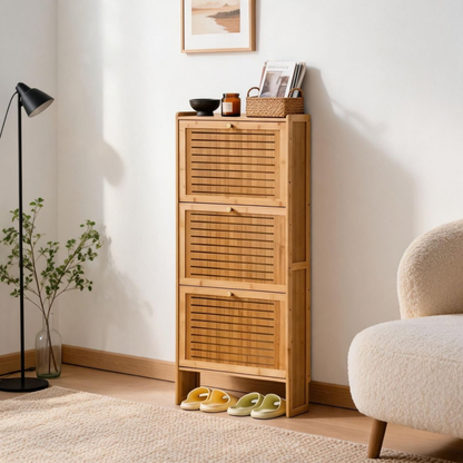 Bamboo Flip Down Shoe Storage Cabinet