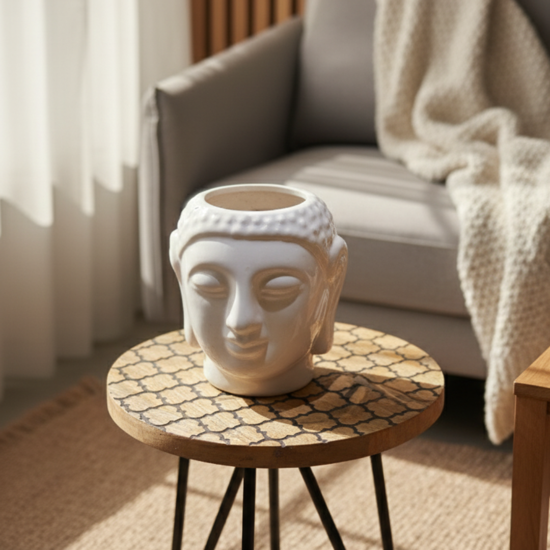 Wooden Plant Stand with Resin Top Decorative Pot Holder