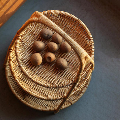 Elegant Multi Tier Handwoven Rattan Fruit Basket with Strong Metal Frame