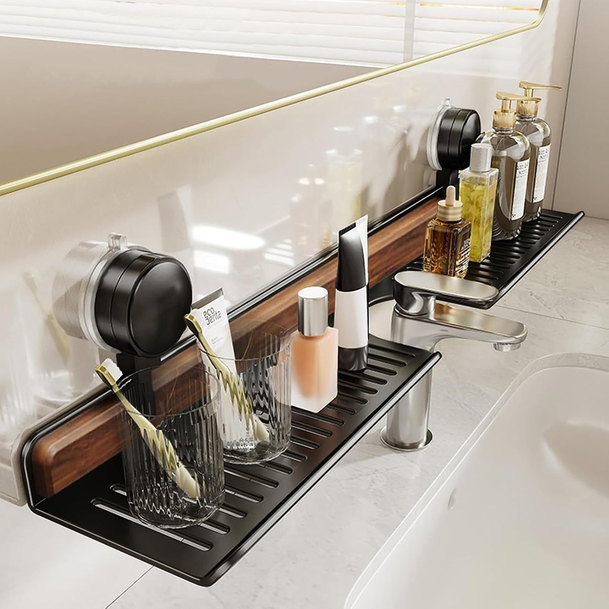 Wall Mounted Sink Organizer Shelf with Strong Suction